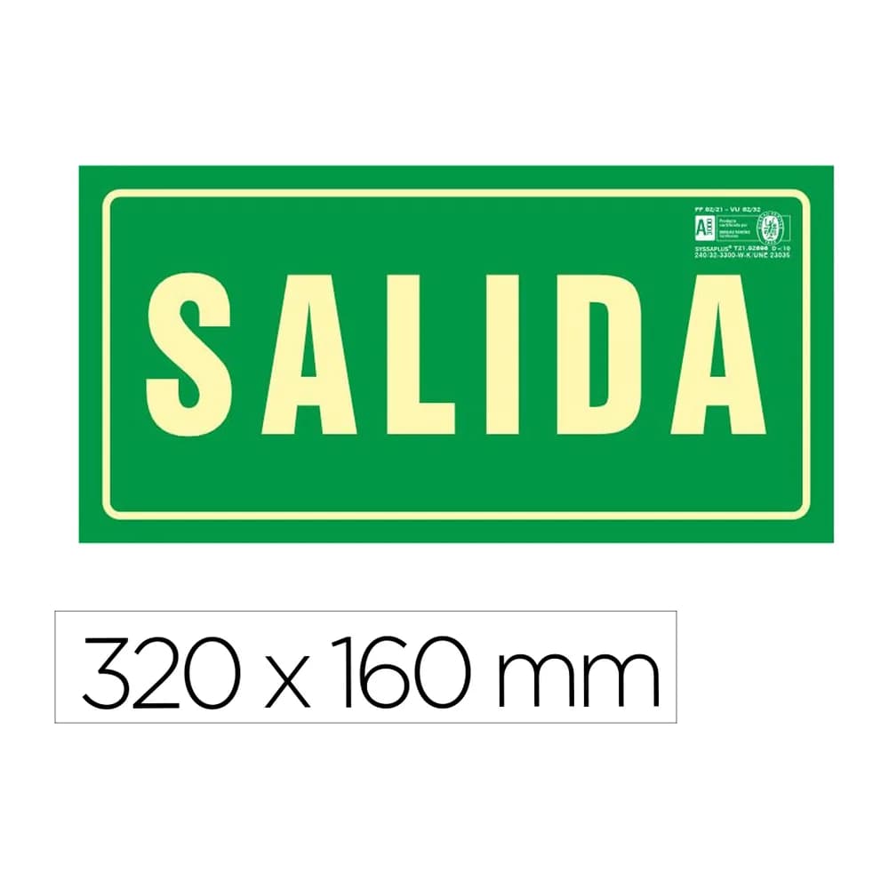 Syssa Pictograma syssa señal de salida en pvc fotoluminiscente 320x160 mm