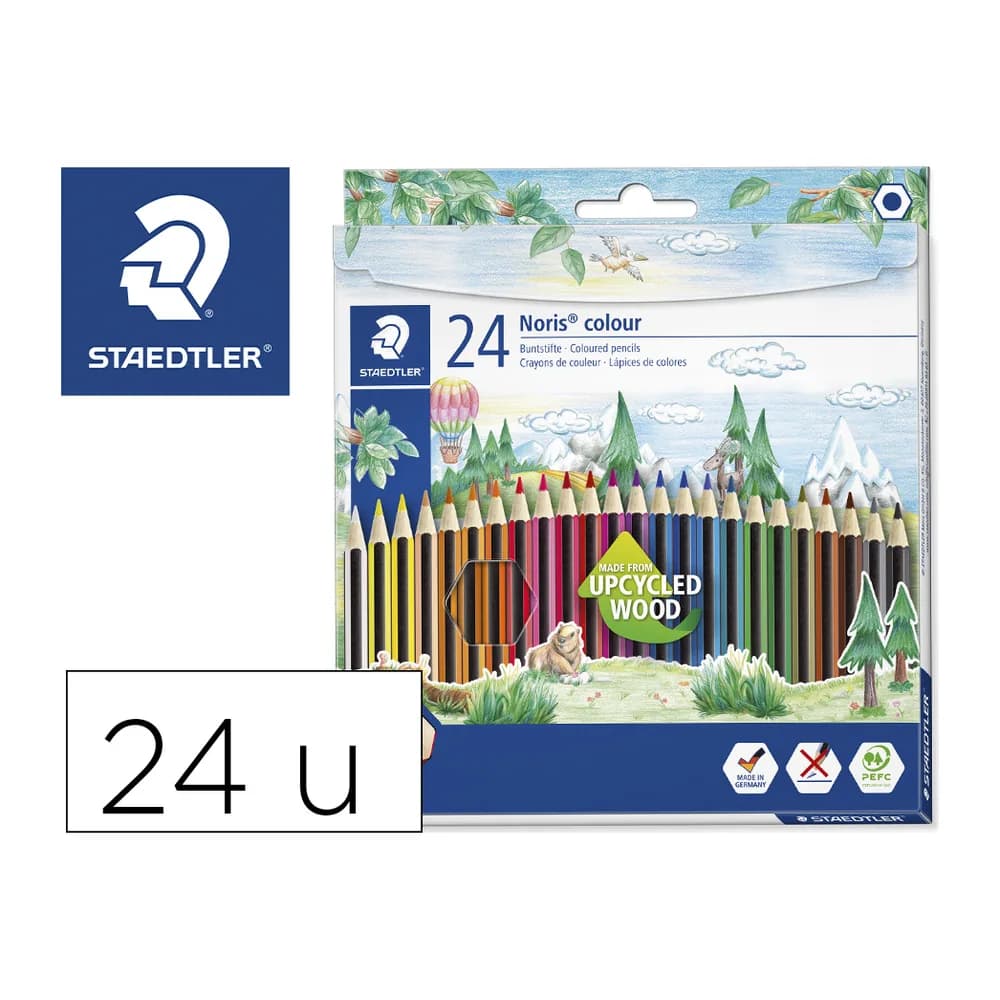 Staedtler Lapices de colores staedtler upcycled wood ecologico 24 colores en caja de carton