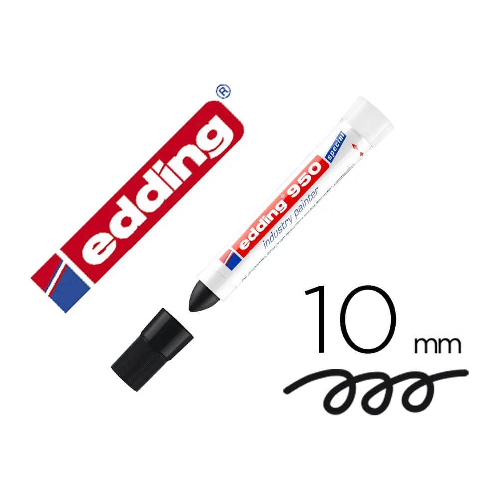 Marcador edding permanente 950 pasta opaca negra punta redonda 10 mm para superficies oxidadas/rugosas