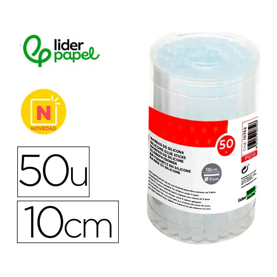 Liderpapel Barra termofusible liderpapel de 7 mm de diametro x 100 mm de alto caja de 50 unidades
