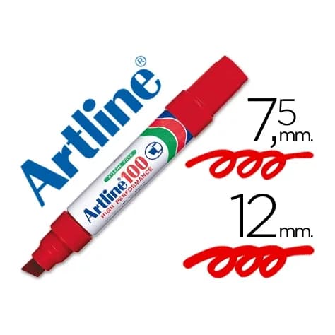Artline Rotulador artline marcador permanente 100 rojo punta biselada
