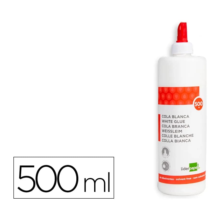 Liderpapel Pegamento cola blanca lavable liderpapel bote de 500 ml