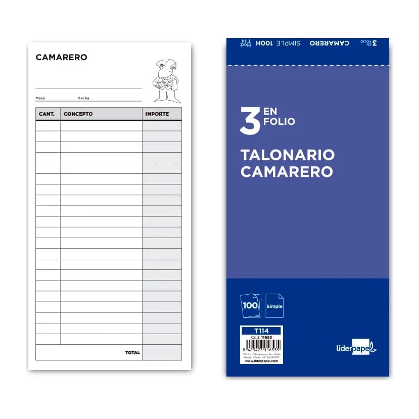 Liderpapel Talonario liderpapel camarero 3/fº original t114