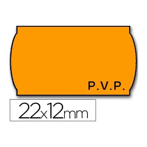 Meto Etiquetas meto onduladas 22x12 mm pvp naranja fluor adh.2 rollo 1500 etiquetas
