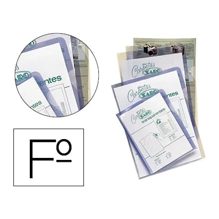 Saro Carpeta dossier uñero saro pvc folio 280 mc transparente