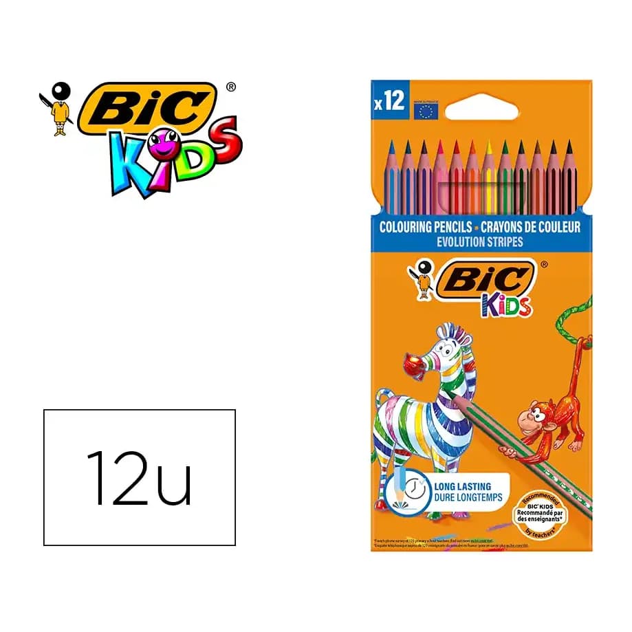 Bic Lapices de colores bic evolution stripes caja de 12 colores surtidos