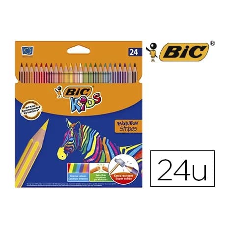Bic Lapices de colores bic evolution stripes caja de 24 colores surtidos