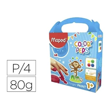 Maped Pintura a dedos maped color peps caja de 4 botes colores surtidos 80 gr