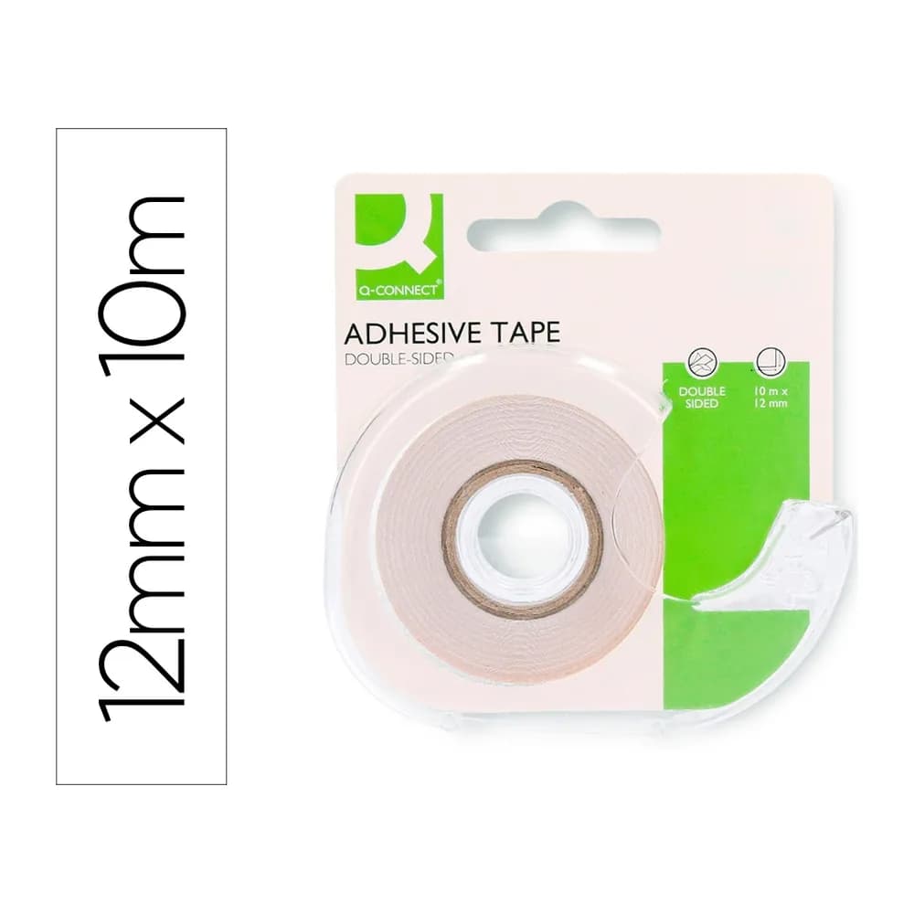 Q-connect Cinta adhesiva q-connect doble cara 10 mt x 12 mm en portarrollos