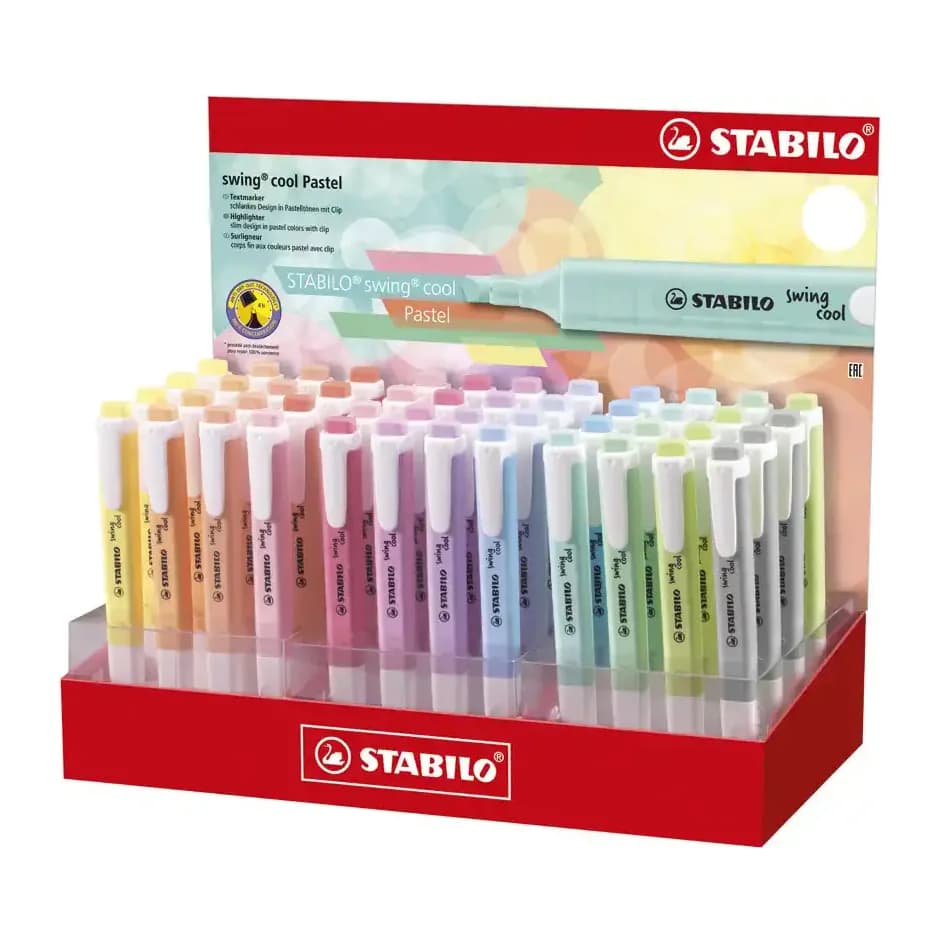 Stabilo Rotulador stabilo fluorescente fino swing cool pastel expositor de 48 unidades colores surtidos
