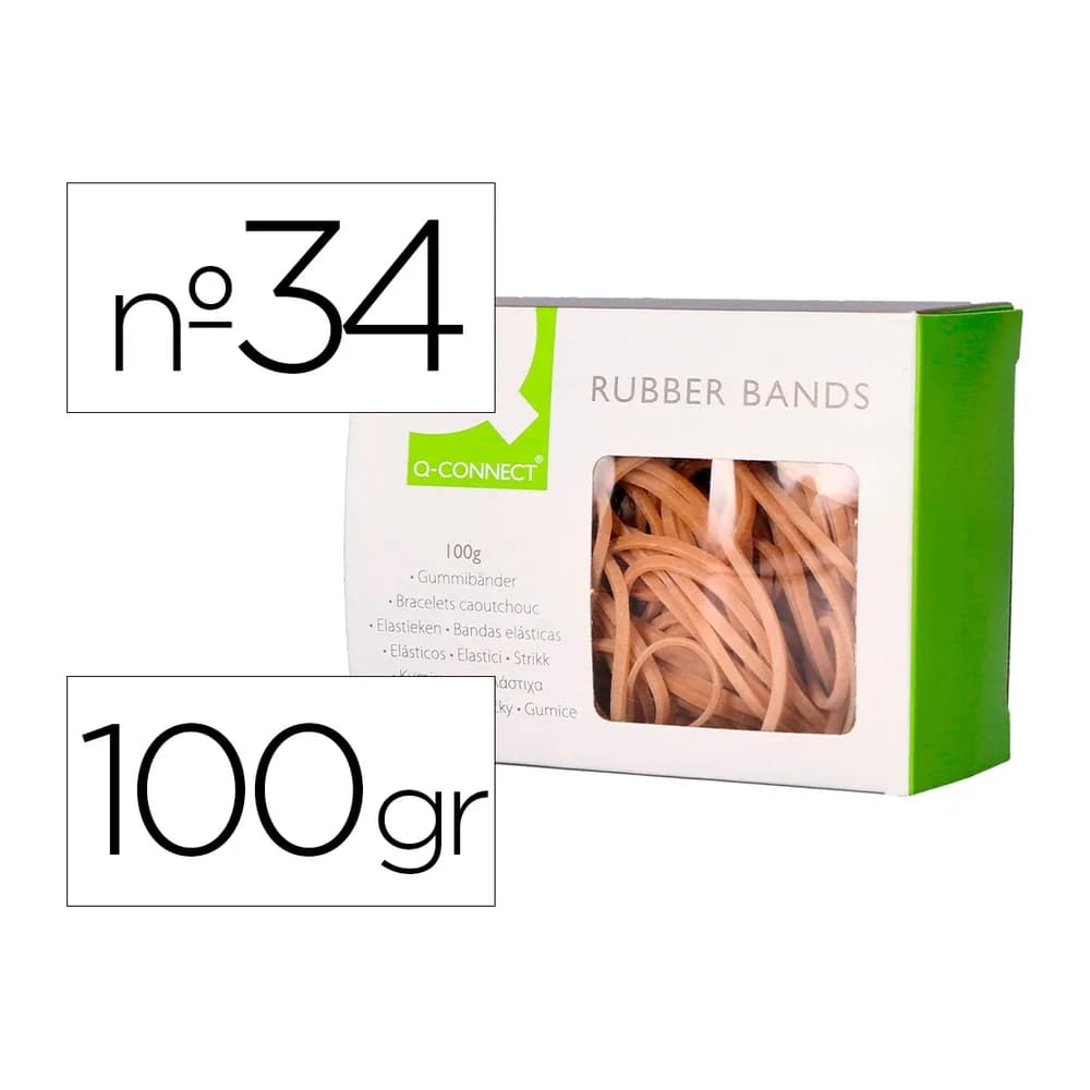 Q-connect Gomillas elasticas q-connect 100 gr 100x3 mm numero 34
