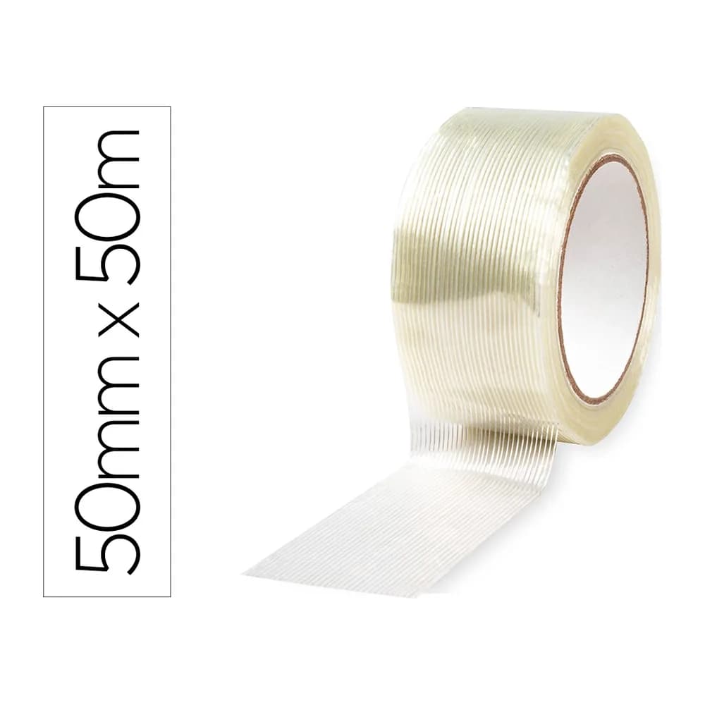 Q-connect Cinta adhesiva q-connect monofilamentos transparente 50 mt x 50 mm para embalaje