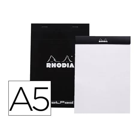 Rhodia Bloc nota rhodia black dot pad din a5 80 hojas 80 g/m2 liso con puntos negros 5 mm perforado