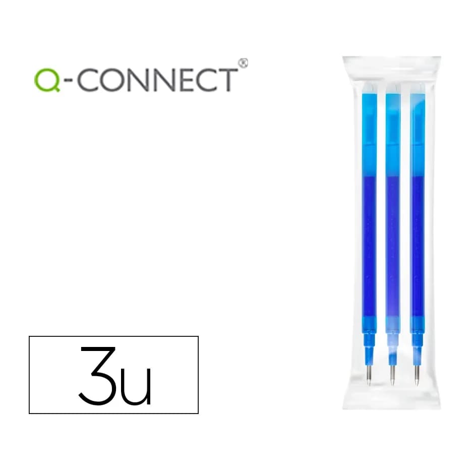 Q-connect Recambio boligrafo q-connect retractil kf11058 borrable azul caja de 3 unidades
