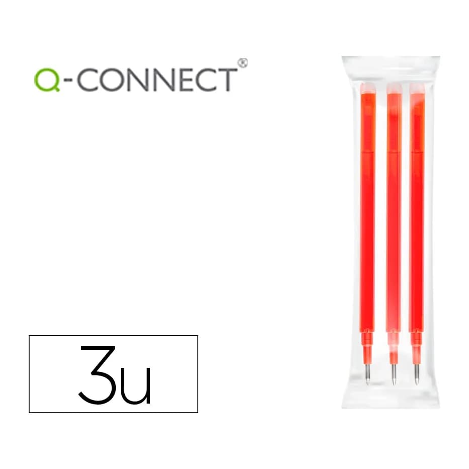 Q-connect Recambio boligrafo q-connect retractil kf11059 borrable rojo caja de 3 unidades
