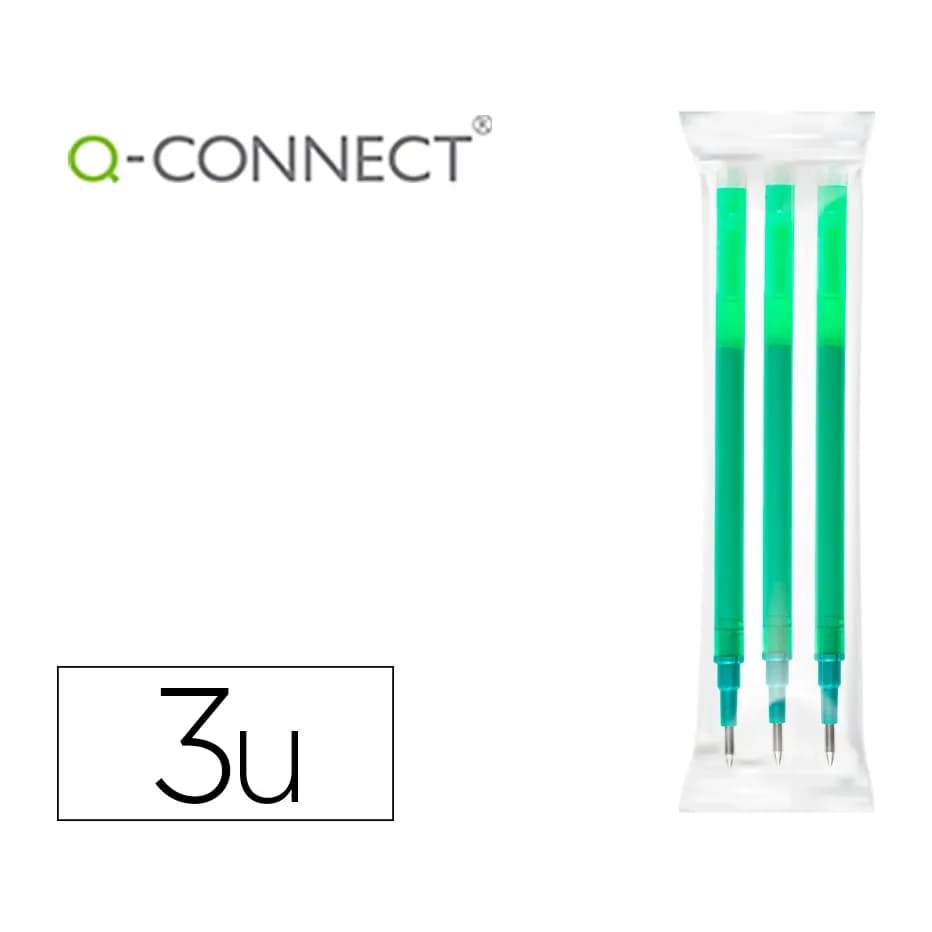 Q-connect Recambio boligrafo q-connect retractil kf11060 borrable verde caja de 3 unidades