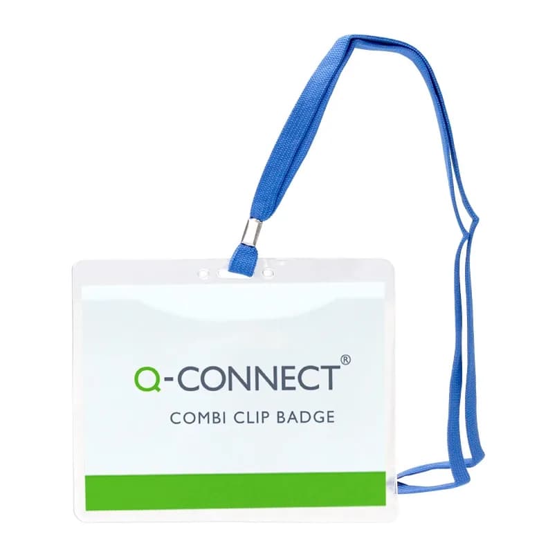 Q-connect Identificador q-connect con cordon plano azul a6 154x127 mm apertura superior