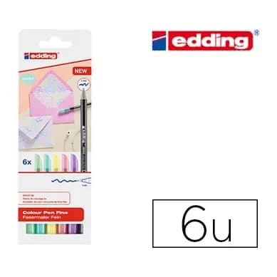 Edding Rotulador edding punta fibra 1200 pastel punta redonda 1 mm estuche de 6 unidades colores surtidos