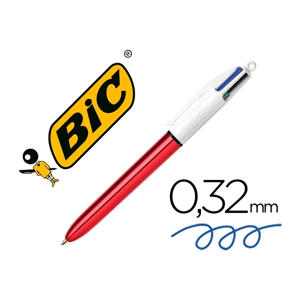 Bic Boligrafo bic cuatro colores shine rojo punta de 1 mm