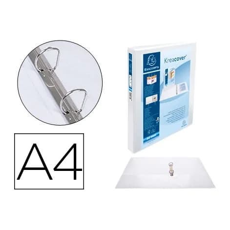 Exacompta Carpeta exacompta canguro 2 anillas 30 mm din a4+ carton forrado polipropileno personalizable 3 bolsillos