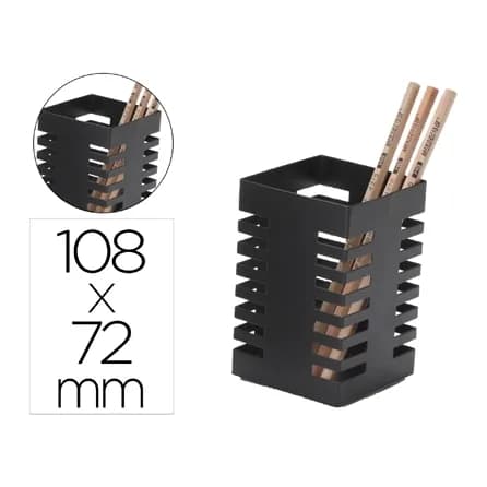 Q-connect Cubilete portalapices q-connect negro metal cuadrado 72x108 mm