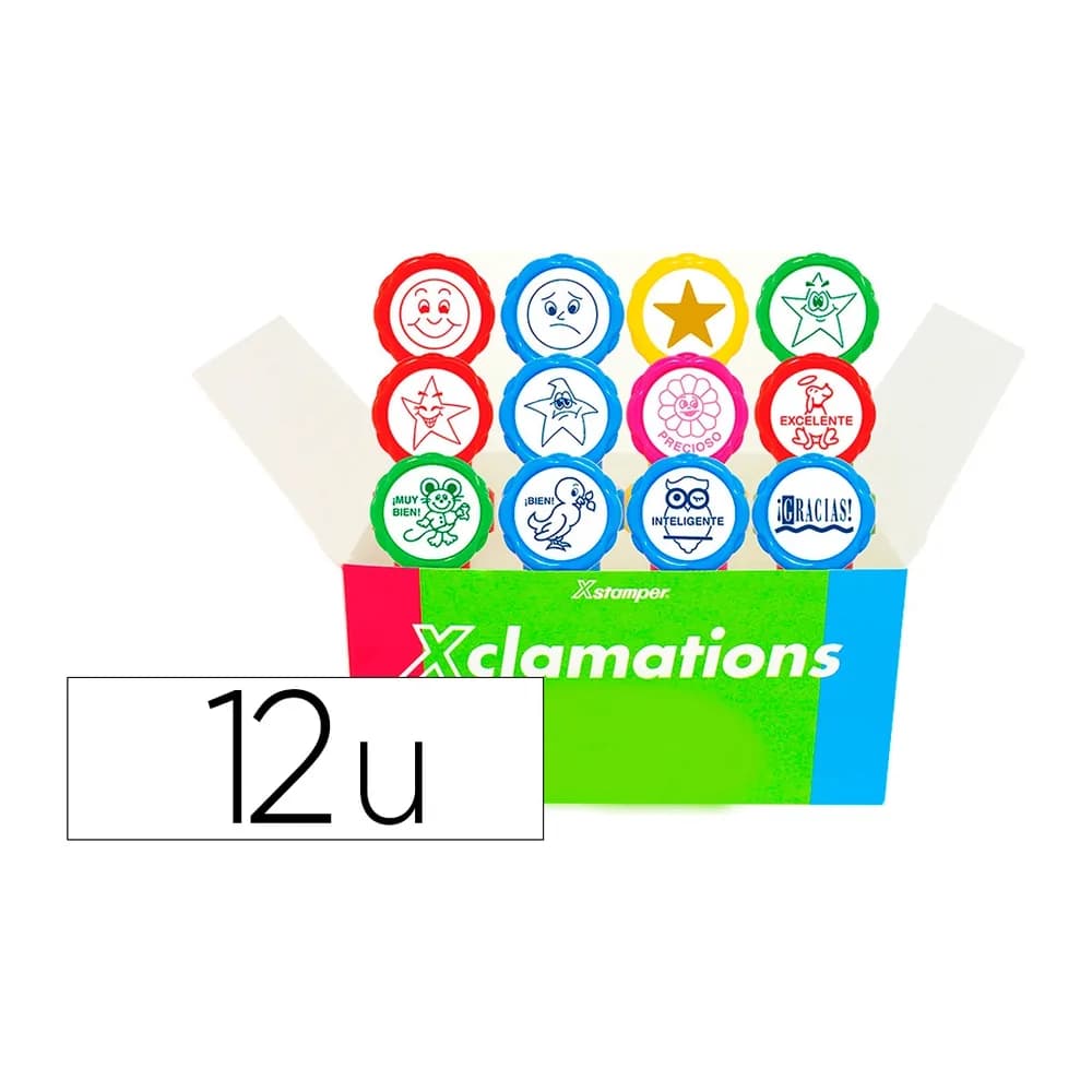 X'stamper Sello x'stamper emoticono uso escolar expositor de 12 unidades surtidas