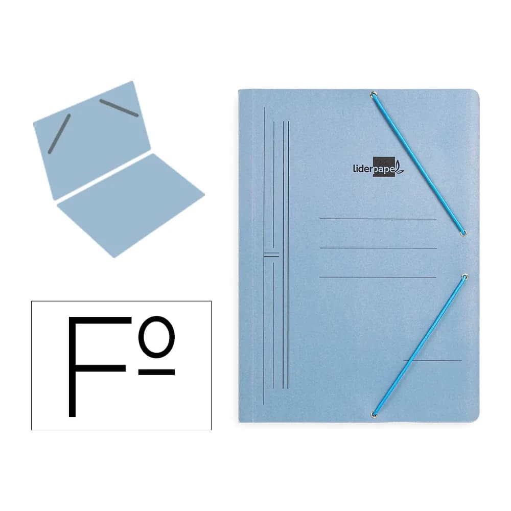 Liderpapel Carpeta liderpapel gomas folio sencilla carton pintado azul
