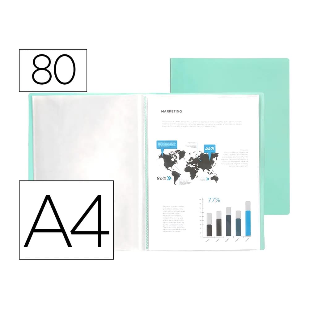 Liderpapel Carpeta liderpapel escaparate 80 fundas polipropileno din a4 verde manzana opaco