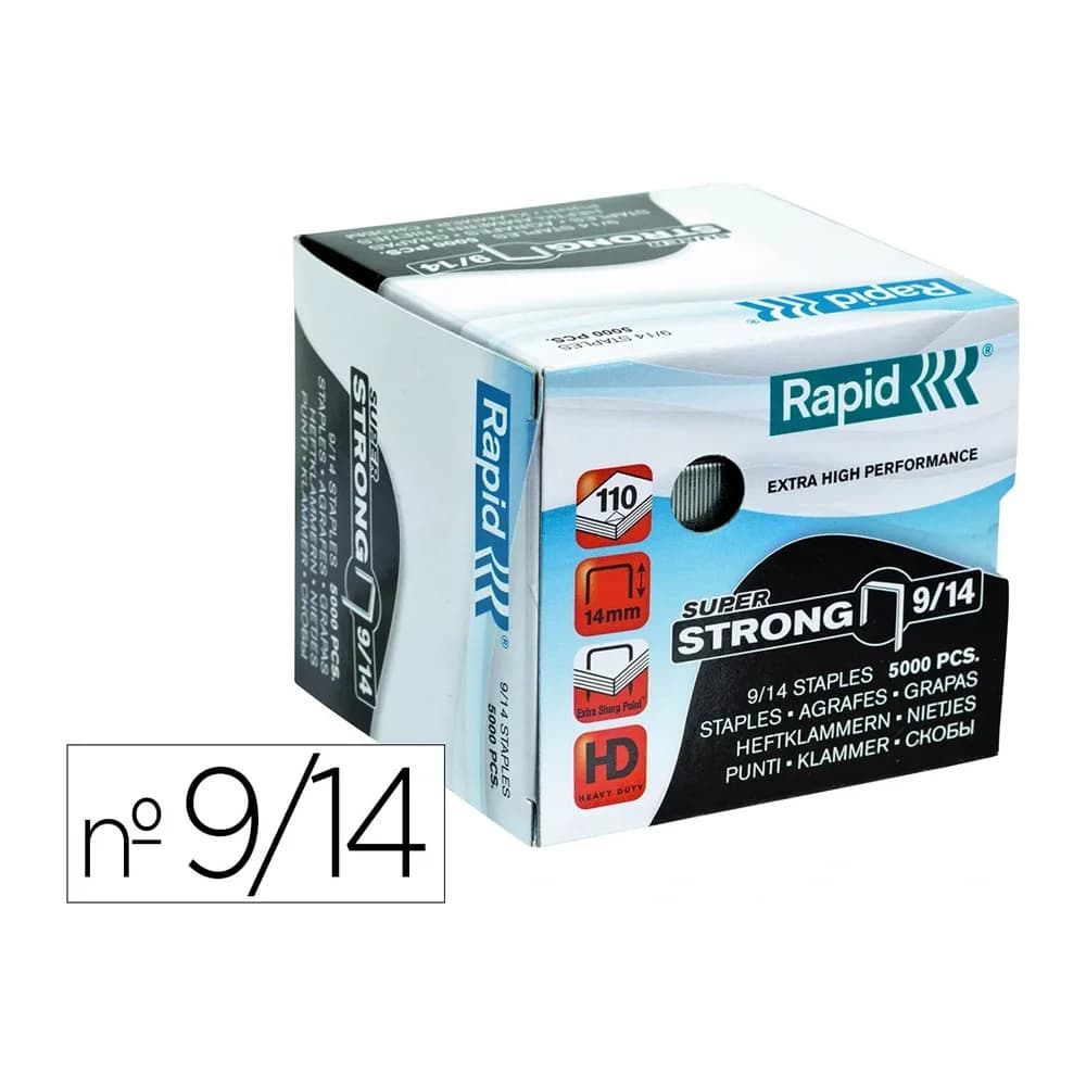 Rapid Grapas rapid super strong galvanizadas nº 9/14 caja de 5000 unidades