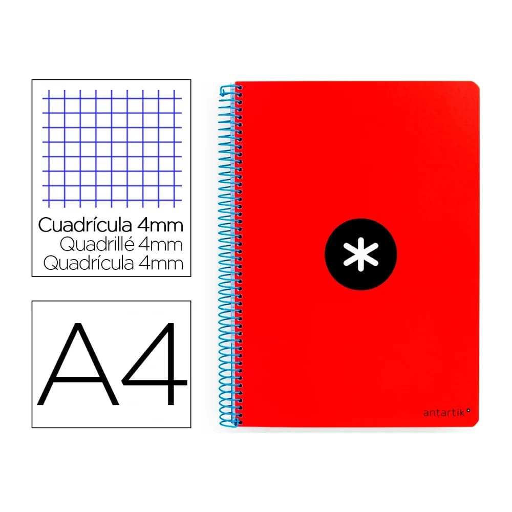Antartik Cuaderno espiral a4 antartik tapa dura 80h 90gr cuadro 4mm con margen