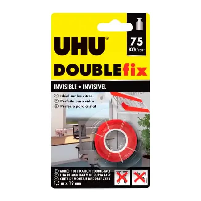 Uhu Cinta adhesiva uhu doublefix invisible doble cara extra fuerte 1,5 mt x 19 mm