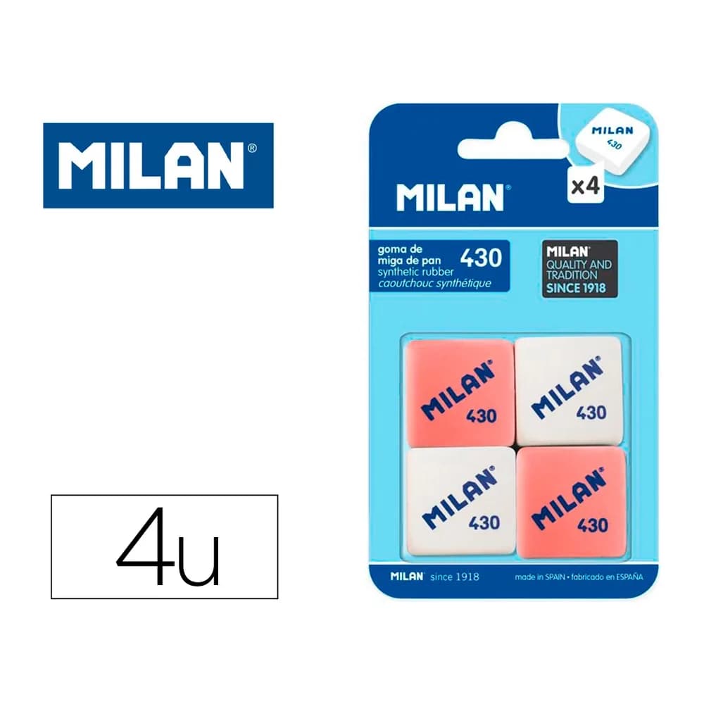 Milan Goma de borrar milan 430 blister de 4 unidades