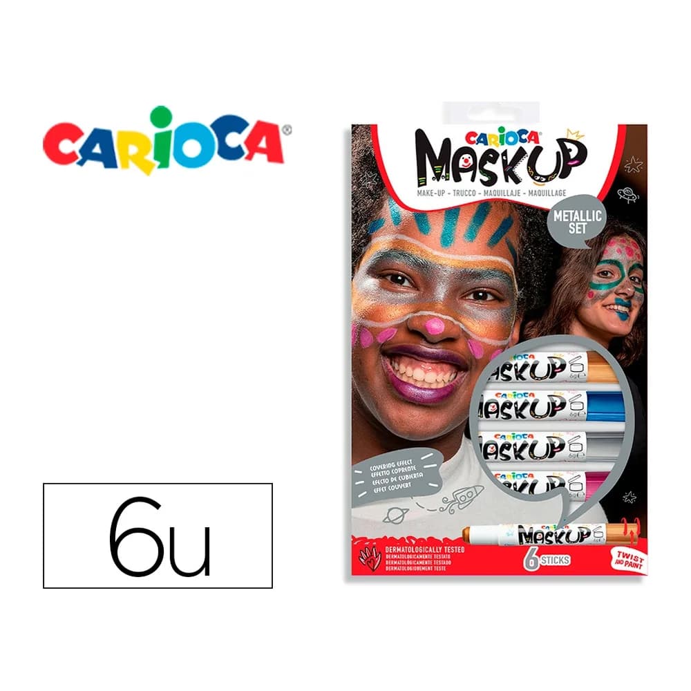 Carioca Barra de maquillaje carioca mask up metallic caja de 6 colores surtidos
