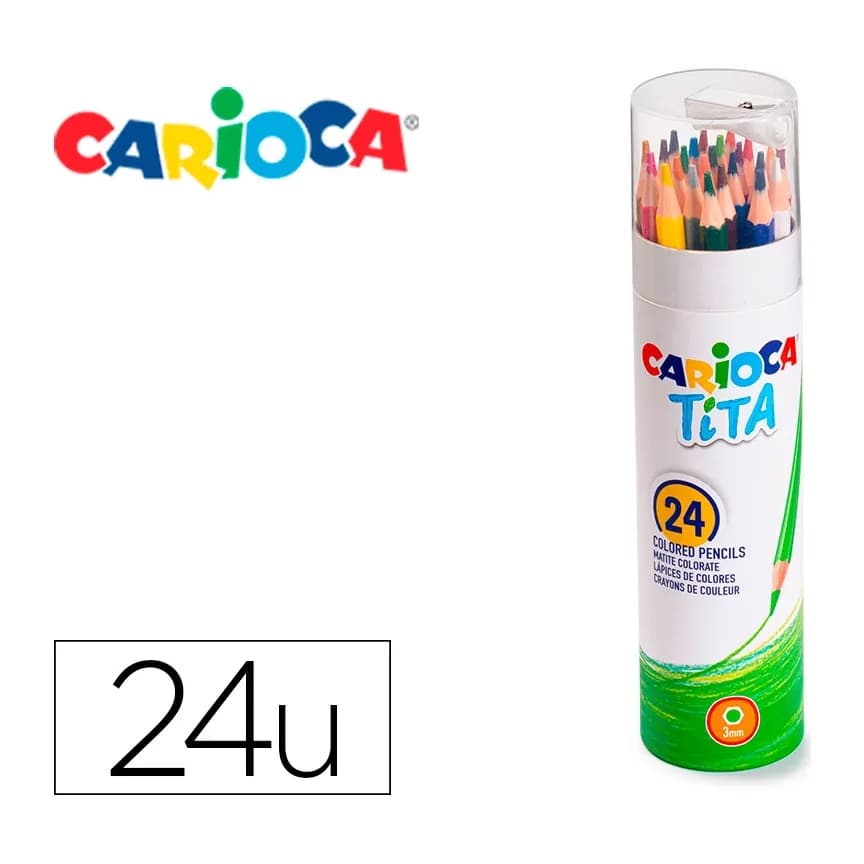Carioca Lapices de colores carioca tita mina 3 mm tubo carton 24 colores surtidos + sacapuntas
