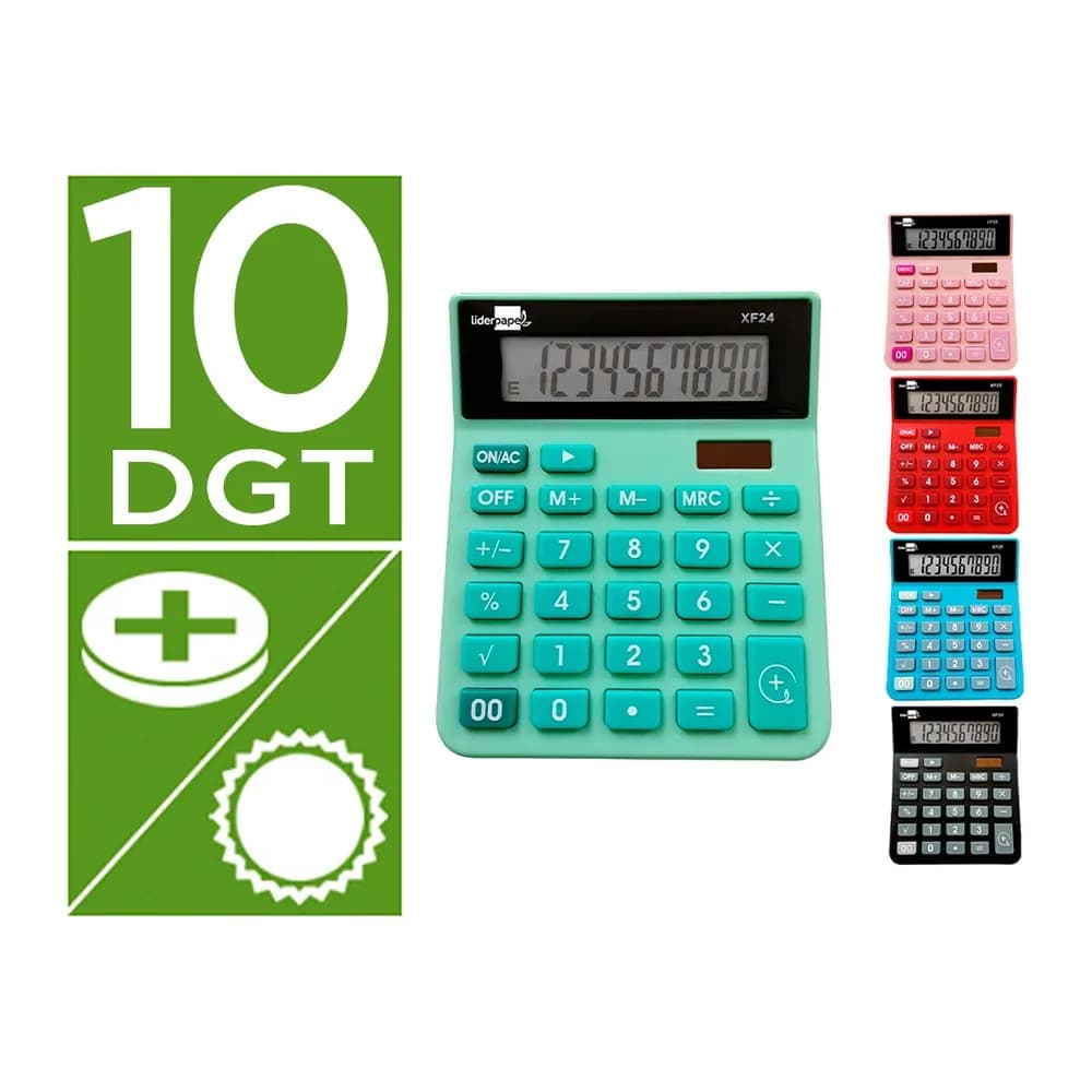 Liderpapel Calculadora liderpapel sobremesa xf25 10 digitos solar y pilas 127x105x24 mm expositor de 10 unidades