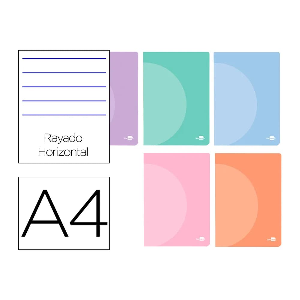 Liderpapel Libreta liderpapel 360 tapa de plastico a4 48 hojas 90gr horizontal con doble margen colores pastel