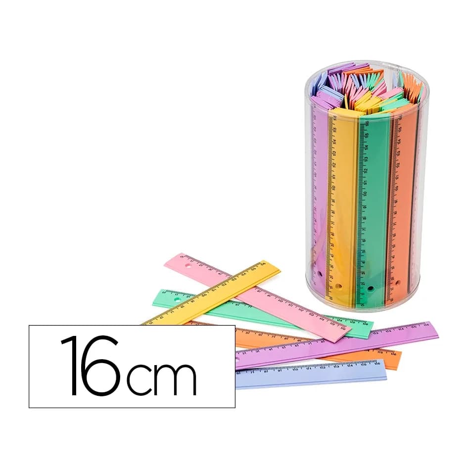 Faibo Regla faibo plastico 16 cm bote de 100 unidades colores surtidos