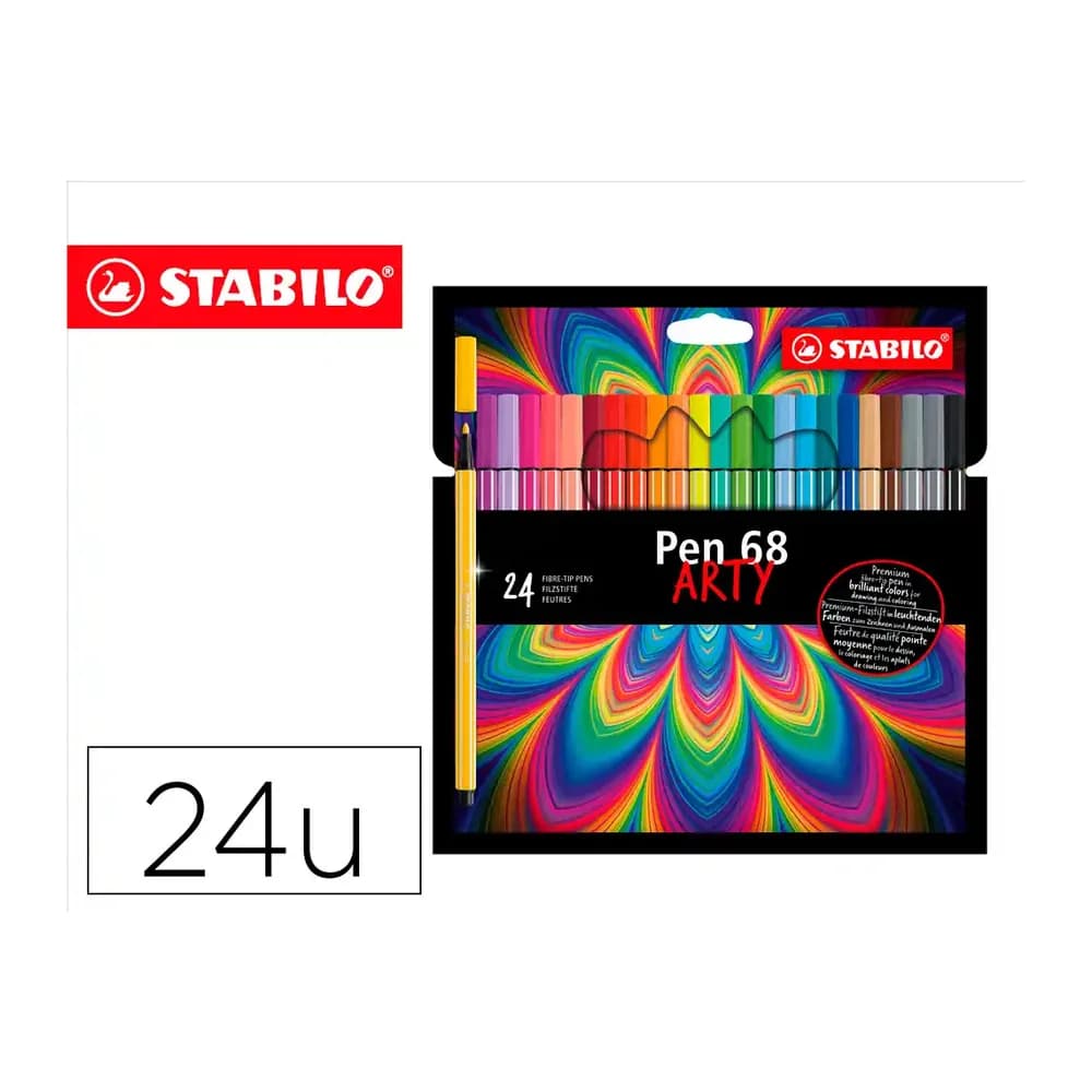 Stabilo Rotulador stabilo acuarelable pen 68 arty line 1 mm estuche carton de 24 unidades colores surtidos