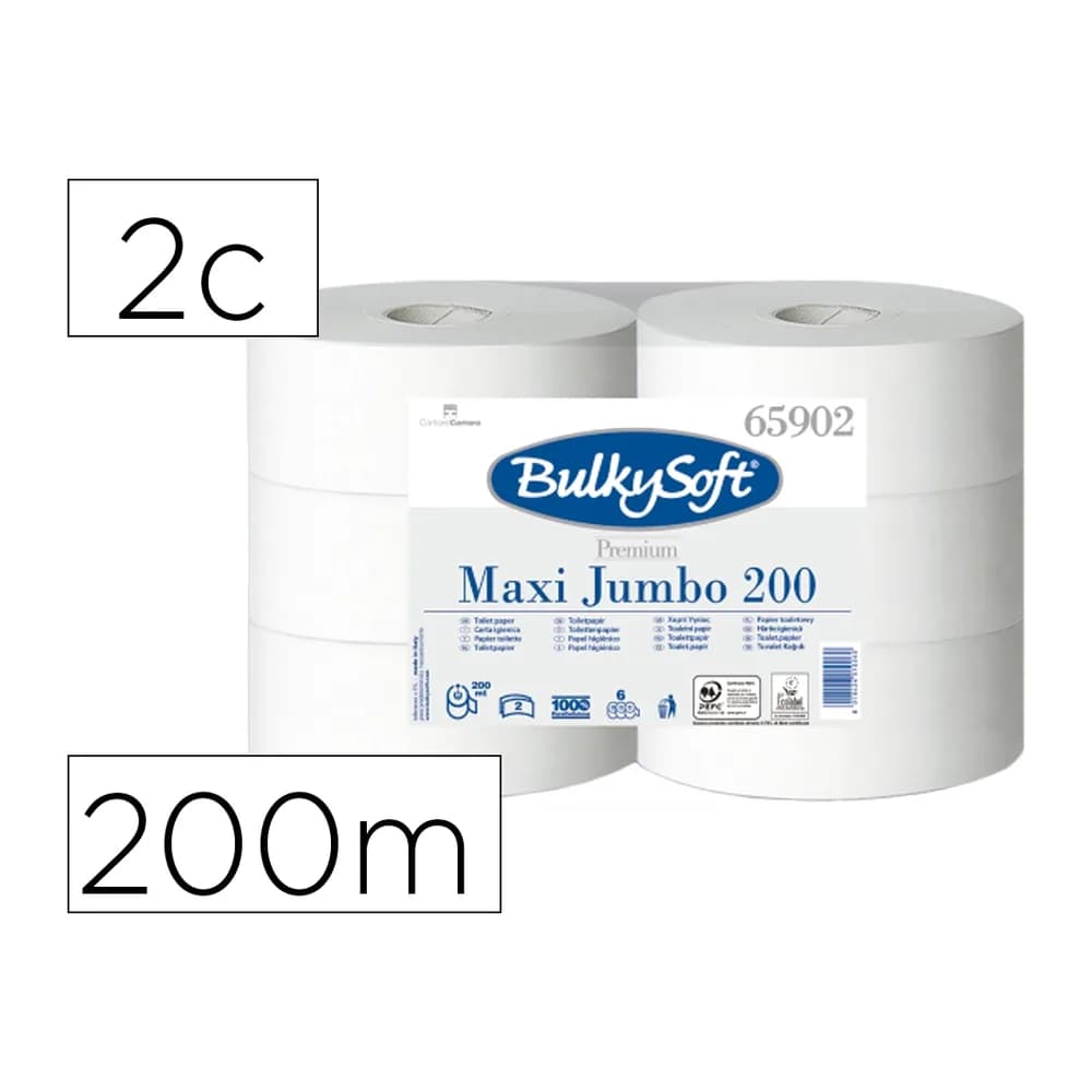 Blanca Papel higienico ofyhostel bulkysoft liso 2 capas longitud 200 mt