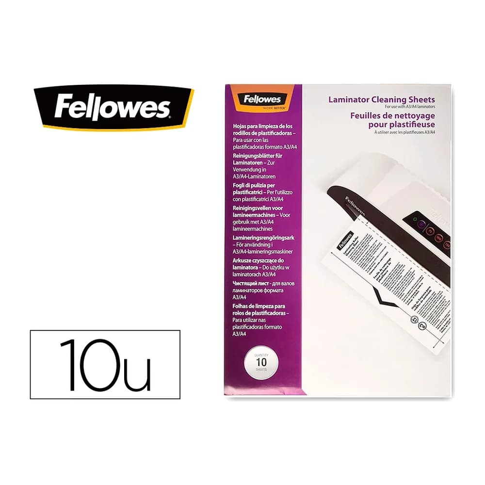 Fellowes Hoja de limpieza fellowes para plastificadoras pack de 10 unidades