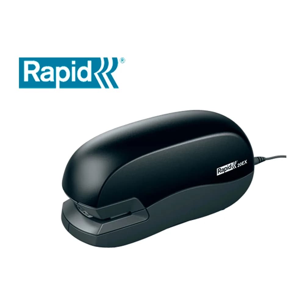 Rapid Grapadora rapid electrica 20ex fixativ capacidad de grapado 20 hojas usa grapas 24/6 y 26/6 color negro