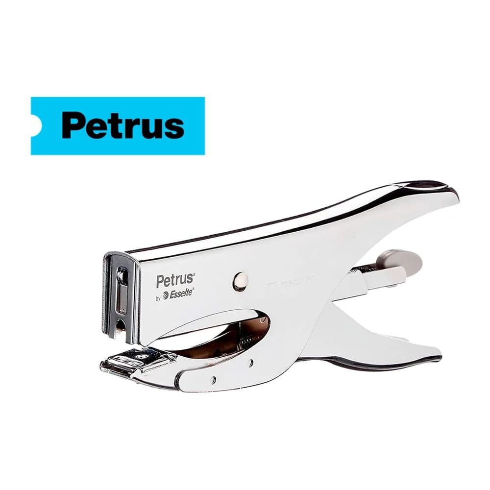 Petrus Grapadora petrus de tenaza 222 metalica cromada capacidad de grapado 40 hojas usa grapas 22/6-8 y 24/6-8