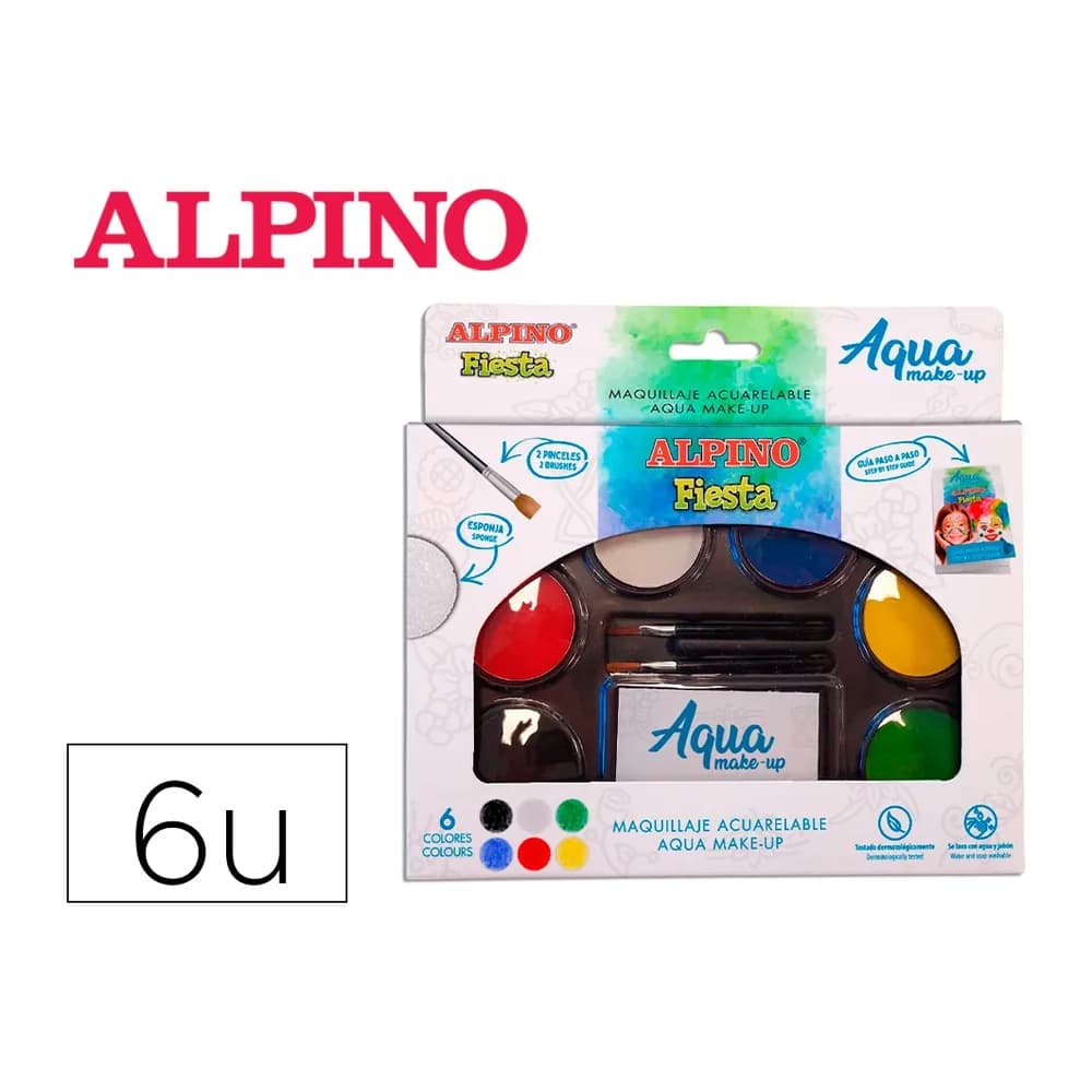 Alpino Paleta maquillaje alpino acuarelable pro 6 colores surtidos