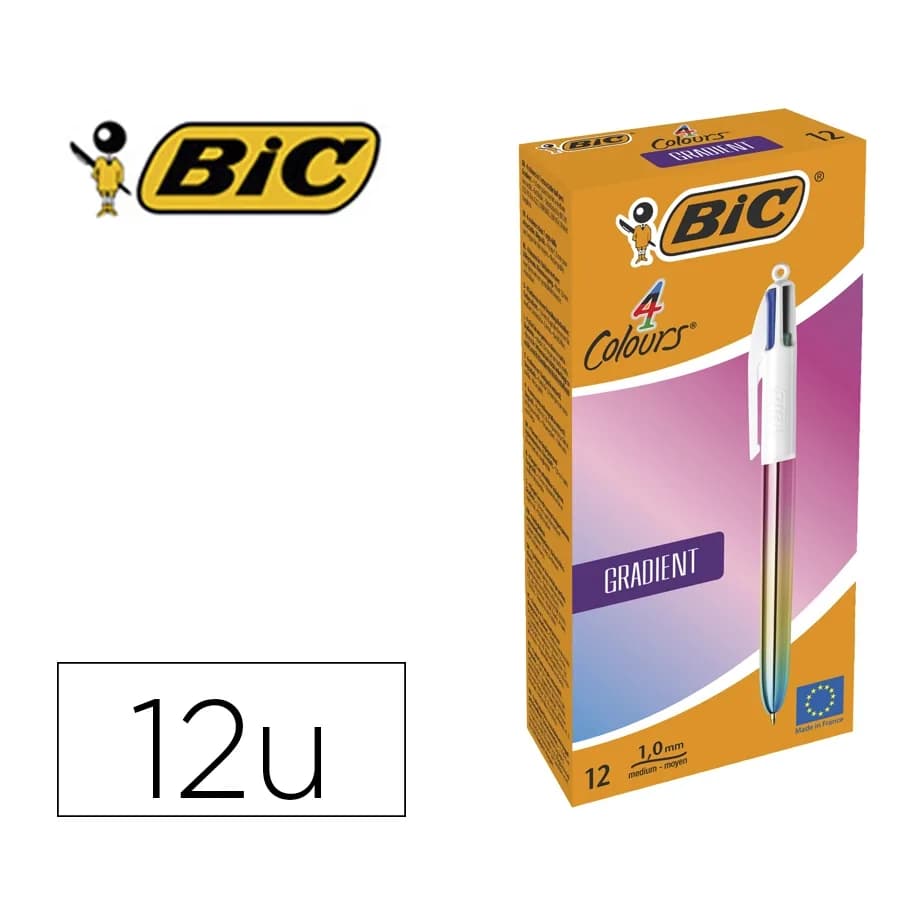Bic Boligrafo bic cuatro colores gradiente caja de 12 unidades colores surtidos