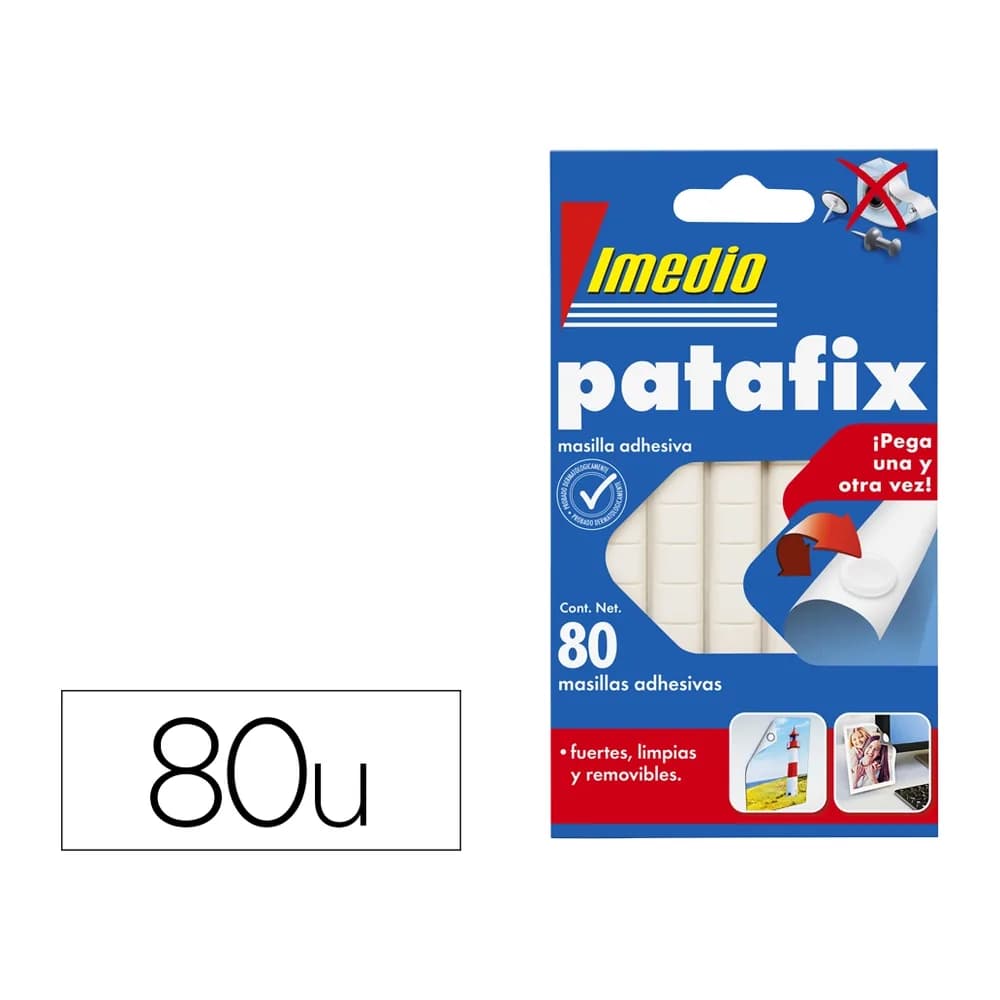 Imedio Sujetacosa imedio patafix masilla adhesiva removible blister de 80 unidades