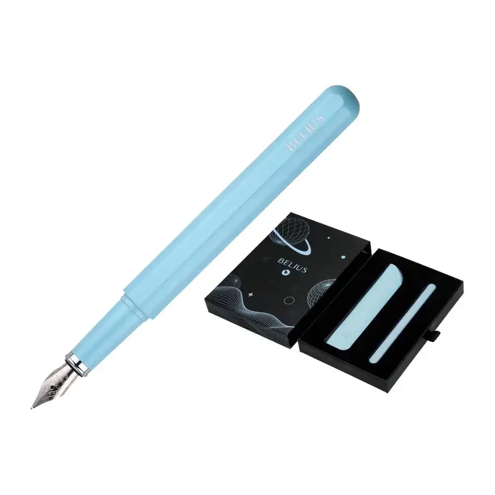 Belius Pluma y funda de similpiel belius space b color minimalista tinta azul caja de diseño