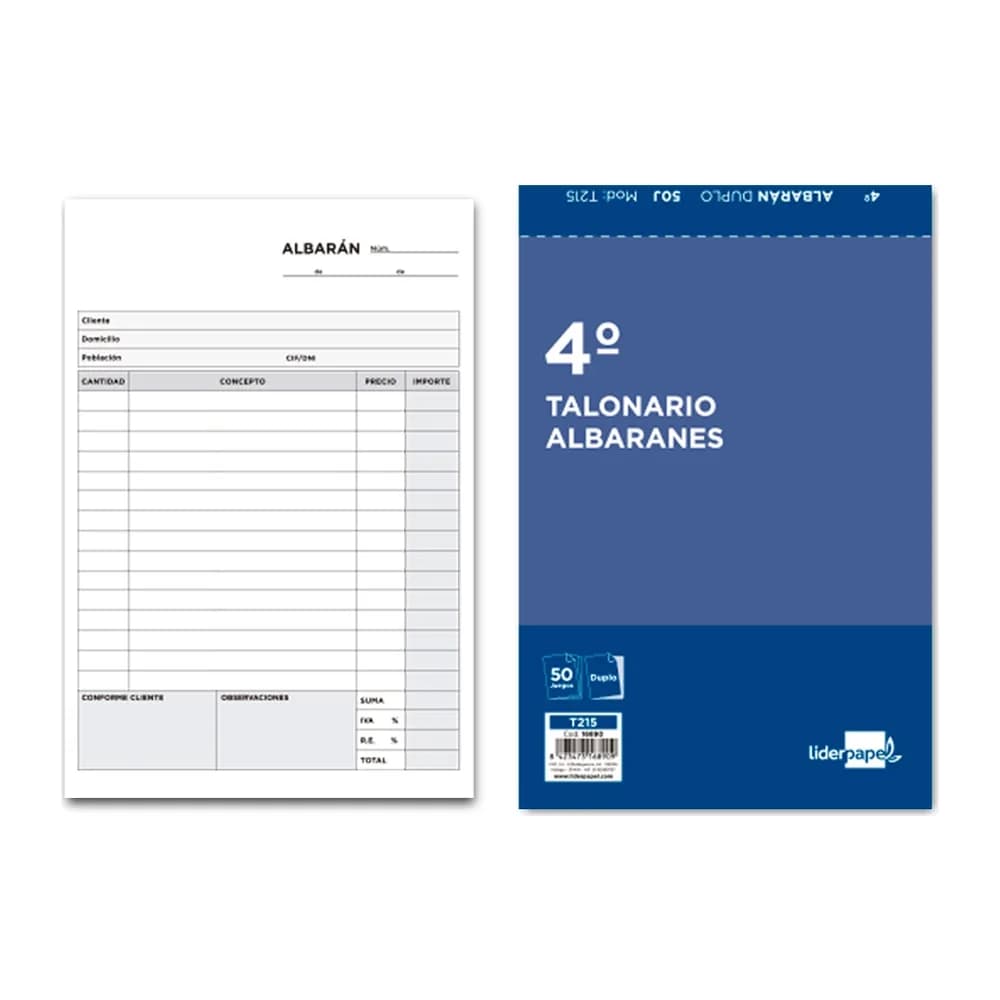 Liderpapel Talonario liderpapel albaran cuarto original y copia t215