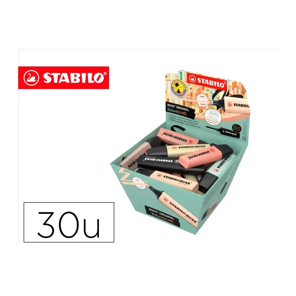 Stabilo Rotulador stabilo boss pastel fluorescente 70 nature colors expositor cesta de 30 unidades colores surtidos