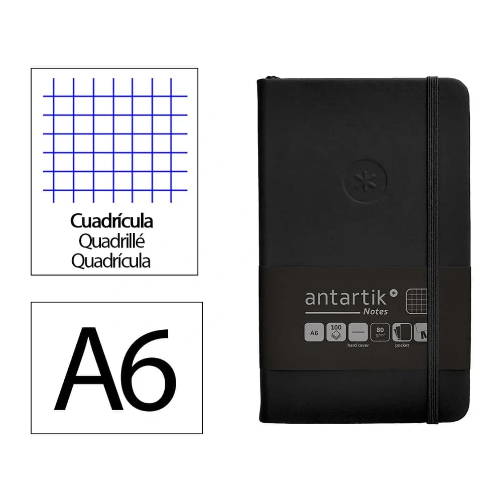 Antartik Cuaderno con gomilla antartik notes tapa dura a6 hojas cuadricula 100 hojas 80 gr fsc