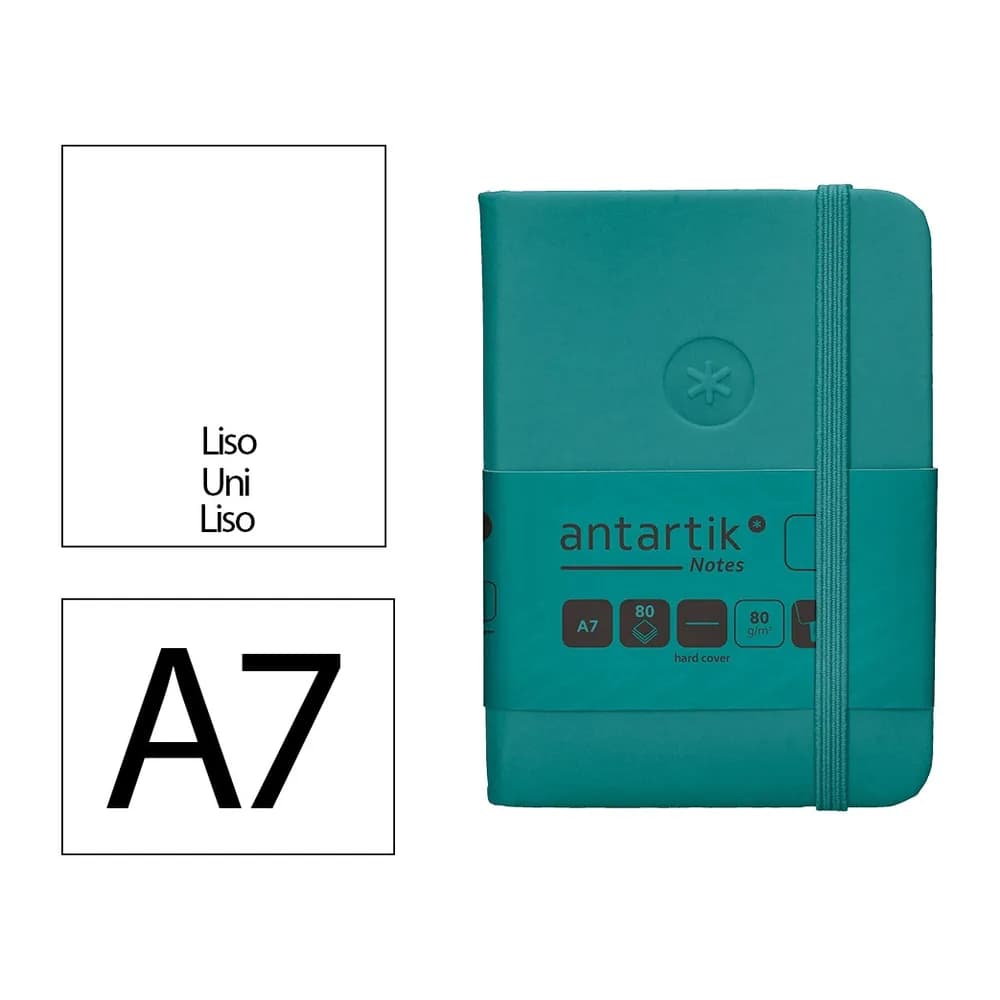 Antartik Cuaderno con gomilla antartik notes tapa dura a7 hojas lisas verde aguamarina 80 hojas 80 gr fsc